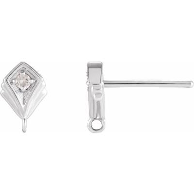 14K White .015 CT Diamond Vintage-Inspired Earring Top