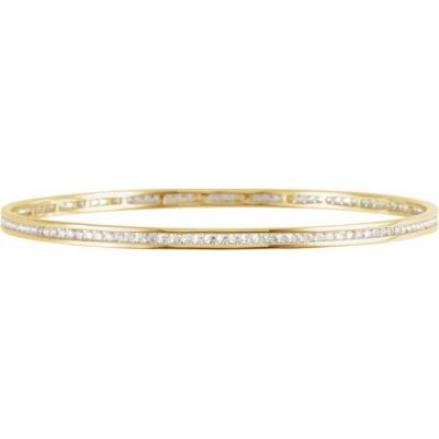 14K Yellow Gold  2 1/4 CTW Diamond Stackable Bangle 8" Bracelet