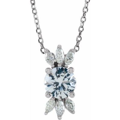 14K White Sapphire & 1/4 CTW Diamond Necklace