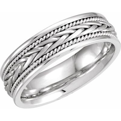 14K White 6.75 mm Woven Band Size 14 