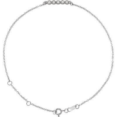 14K White.07 CTW Diamond Bar 6 1/2-7 1/2" Bracelet