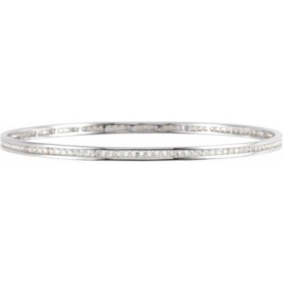14K White 2 1/4 CTW Diamond Stackable Bangle 8" Bracelet