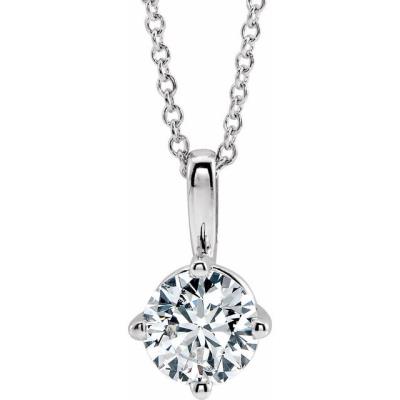 14K White 3/4 CT Diamond Solitaire 16-18" Necklace