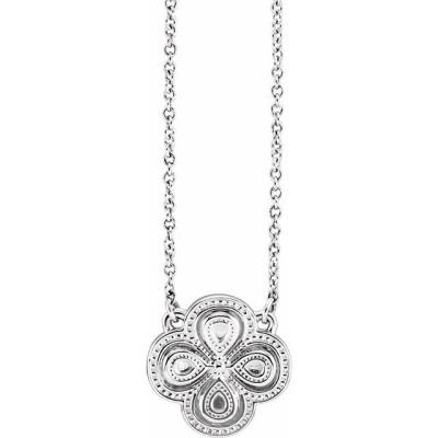 14K White 18" Clover Necklace
