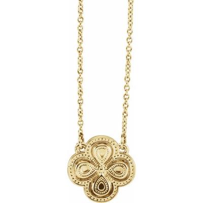 14K Yellow Gold 18" Clover Necklace