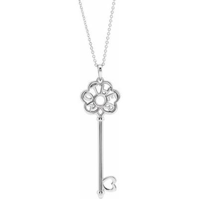 Ladies Sterling Silver Mother's Key® 16-18" Necklace