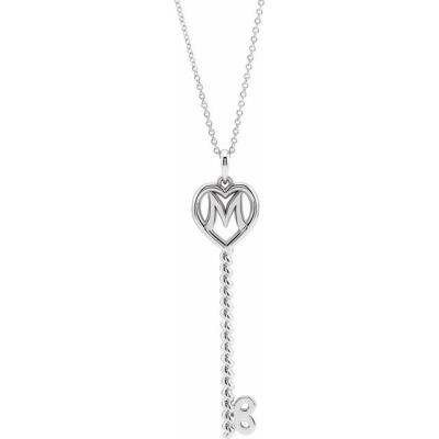 14K White Mother's Key® 16-18" Necklace