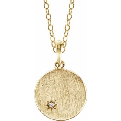 14K Yellow Gold .005 CT Diamond Engravable Necklace