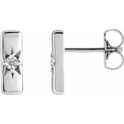 14K White .07 CTW Lab-Grown Diamond Starburst 10 mm Bar Earrings