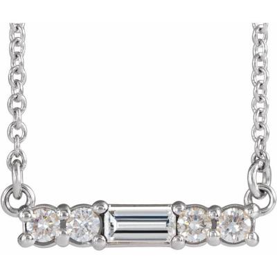 Sterling Silver Multi-Shape Cubic Zirconia Bar 16" Necklace   