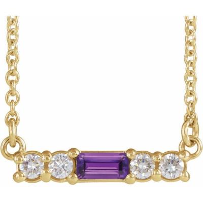 14K Yellow Gold Amethyst & 1/5 CTW Diamond 18" Necklace
