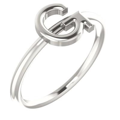 Ladies 14K White Initial G Ring