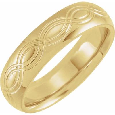 Mens 14K Yellow Gold 6 mm Infinity Patterned Band Size 10