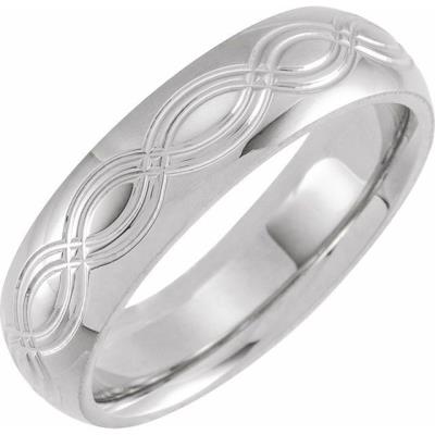 Mens 14K White 6 mm Infinity Patterned Band Size 10.5