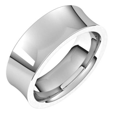 14K White 7 mm Concave Comfort Fit Band Size 7.5