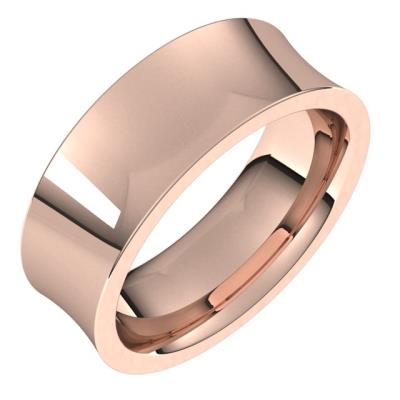 14K Rose 7 mm Concave Comfort Fit Band Size 10