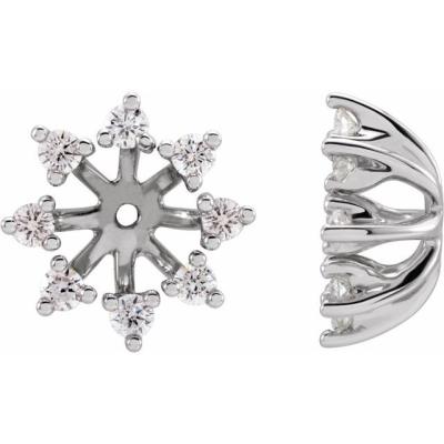 14K White 1/2 CTW Diamond Earring Jackets with 6 mm ID