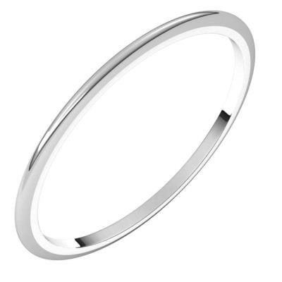 14K White 1 mm Half Round Band Size 10.5