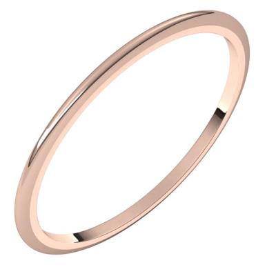 14K Rose 1 mm Half Round Band Size 6.5