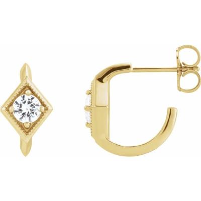 14K Yellow Gold Sapphire Geometric Hoop Earrings
