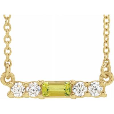 14K Yellow Gold Peridot & 1/5 CTW Diamond 16" Necklace    