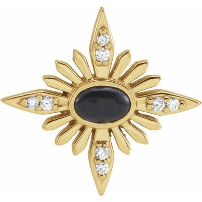 14K Yellow Gold Onyx & .08 CTW Diamond Celestial Pendant