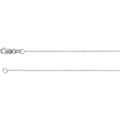 14K White 1mm Diamond-Cut Bead 7" Chain 