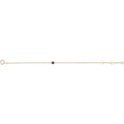 14K Yellow Gold Imitation Amethyst Youth Birthstone 4 1/2-5 1/2" Bracelet