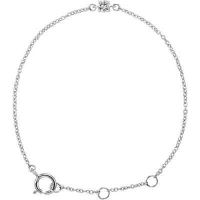 14K White Imitation White Sapphire Youth Birthstone 4 1/2-5 1/2" Bracelet