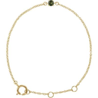 14K Yellow Gold Imitation Peridot Youth Birthstone 4 1/2-5 1/2" Bracelet