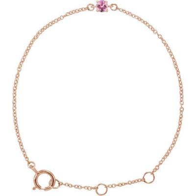 14K Rose Imitation Pink Tourmaline Youth Birthstone 4 1/2-5 1/2" Bracelet