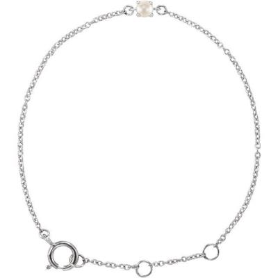 14K White Cultured Freshwater Pearl Youth Birthstone 4 1/2-5 1/2" Bracelet