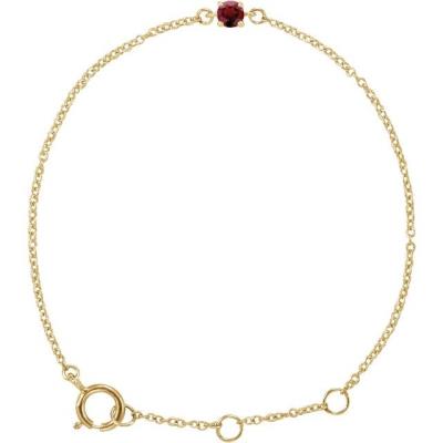 14K Yellow Gold Imitation Mozambique Garnet Youth Birthstone 4 1/2-5 1/2" Bracelet