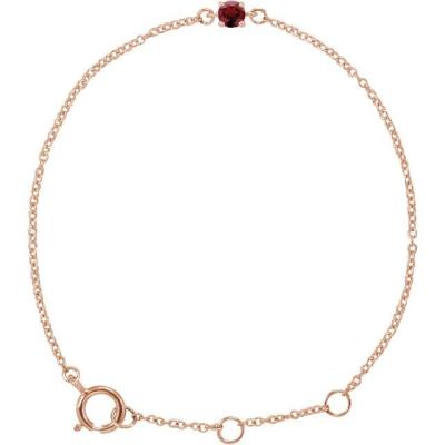 14K Rose Imitation Mozambique Garnet Youth Birthstone 4 1/2-5 1/2" Bracelet