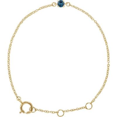 14K Yellow Gold Imitation Blue Zircon Youth Birthstone 4 1/2-5 1/2" Bracelet