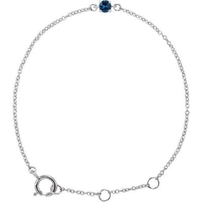 14K White Imitation Blue Sapphire Youth Birthstone 4 1/2-5 1/2" Bracelet