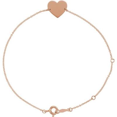 14K Rose 7-8" Heart Shaped Bracelet
