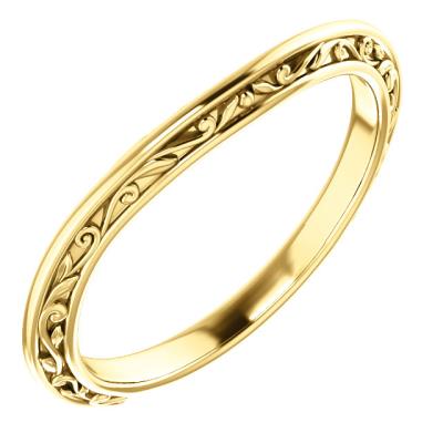 Ladies 14K White Design-Engraved Band