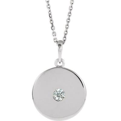 14K White 1/10 CTW Diamond Disc Necklace