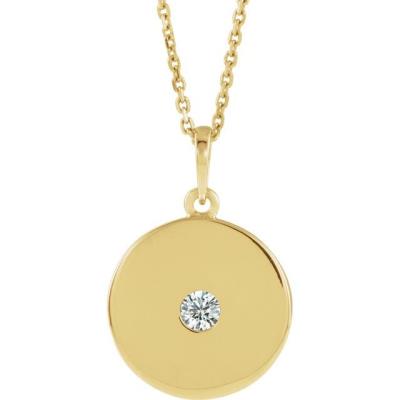 14K Yellow Gold 1/10 CTW Diamond Disc Necklace
