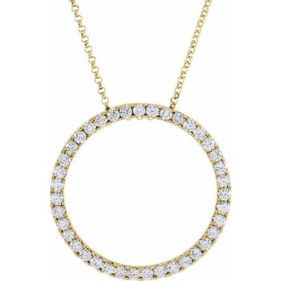 14K Yellow 1 CTW Diamond Circle 18" Necklace