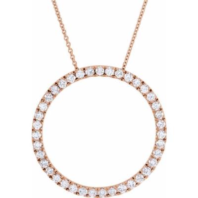 Ladies 14K Rose 1 CTW Diamond Circle 18" Necklace