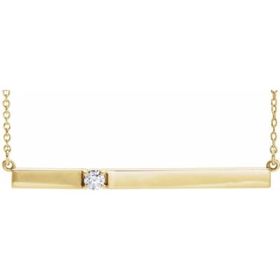 14K Yellow Gold 1/10 CTW Diamond Bar 17.5" Necklace