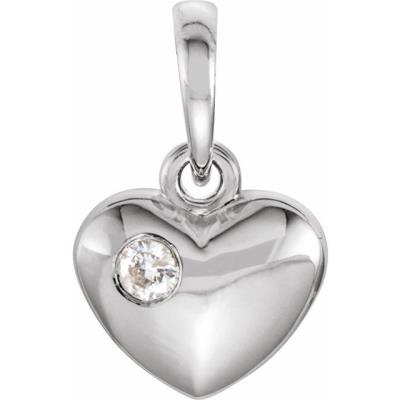 14K White .03 CT Diamond 13.55x8.35 mm Heart Pendant