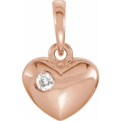 14K Rose .03 CT Diamond 13.55x8.35 mm Heart Pendant