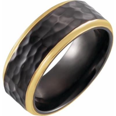 18K Yellow Gold PVD Black Titanium 8 mm Band Size 8