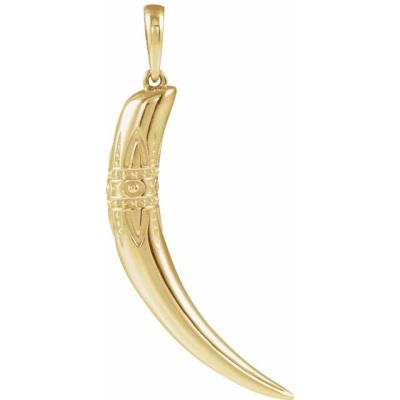 14K Yellow Gold 26.2x13.4 mm Tusk Pendant