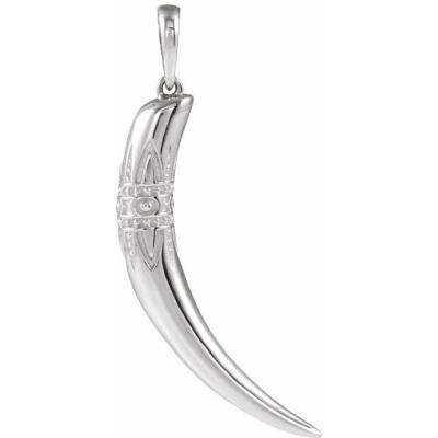 14K White 26.2x13.4 mm Tusk Pendant