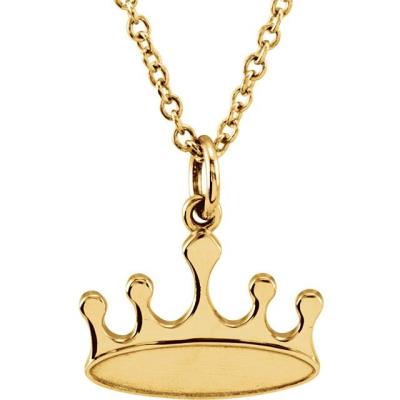 14K Yellow Gold Tiny Posh® Crown 16-18" Necklace 