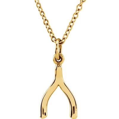 18K Yellow Gold Vermeil Tiny Posh® Wishbone 16-18" Necklace
